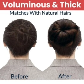 TEMPERIA Hair Accessories For Women Stylish - Juda Hair Buns - Messy Bun Hair Extension - Artificial Fake Donuts Maker Scrunchies - With Elastic Rubber band - Natural Brown - 1 Pc - (25GR)