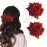 TEMPERIA (2pcs) Hair Accessories For Women & Girls - Stylish Red Rose Artificial Flowers Bun Juda U Pins & Clips for Style & Decoration - Bridal Brooch & Braid for Hairstyle of Bride, Wedding & Party