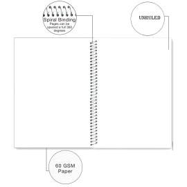 Rush Rough A4 Spiral Notebook 500 Pages | Unuled Notebook | 500 Pages Notebook Plain | Pack of 1 | Spiral Register (500 Pages, Unruled (Plain))