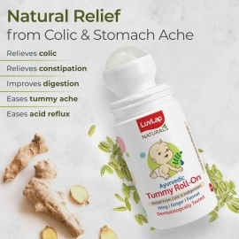 Luv Lap Naturals Baby Tummy Roll On Oil for Colic & Gas Relief, Relieves Constipation & Indigestion with Hing, Ginger & Fennel (Saunf), Alcohol free, Dermatologically tested Ayurvedic medicine, 40ml