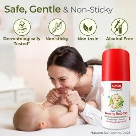 Luv Lap Naturals Baby Tummy Roll On Oil for Colic & Gas Relief, Relieves Constipation & Indigestion with Hing, Ginger & Fennel (Saunf), Alcohol free, Dermatologically tested Ayurvedic medicine, 40ml