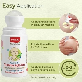 Luv Lap Naturals Baby Tummy Roll On Oil for Colic & Gas Relief, Relieves Constipation & Indigestion with Hing, Ginger & Fennel (Saunf), Alcohol free, Dermatologically tested Ayurvedic medicine, 40ml
