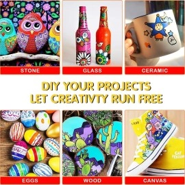 FLAIR Creative Series Acrylic Paint Pen Set | Non-Toxic & Provides Excellent Coverage | Ideal For Mandala Art, Doodling, Drawing, Sketching, Colouring & Shading | 12 Shades Pack