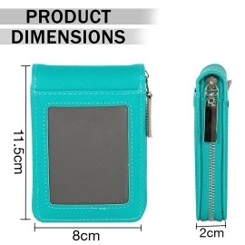 Storite PU Leather 9 Slot Vertical Credit Debit Card Holder Money Wallet Zipper Coin Purse for Men Women (Light Brown - 11.5 x 2 x 8 Cm), Turquoise, 1Pack Turquoise Green, Casual