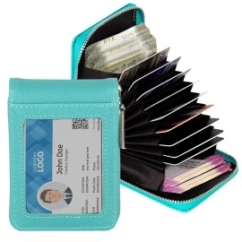 Storite PU Leather 9 Slot Vertical Credit Debit Card Holder Money Wallet Zipper Coin Purse for Men Women (Light Brown - 11.5 x 2 x 8 Cm), Turquoise, 1Pack Turquoise Green, Casual