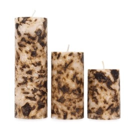 PROSPERRO LUMO by Parkash Candles Set of 3 Fragrance Pillar Candles Marble Finish (Brown - Coffee)