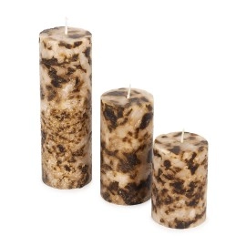 PROSPERRO LUMO by Parkash Candles Set of 3 Fragrance Pillar Candles Marble Finish (Brown - Coffee)