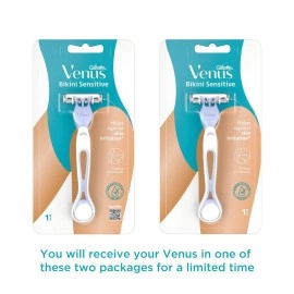 Gillette Venus Venus Bikini Sensitive Hair Removal Razor For Women| Intimate Care| Derm Tested | No Irritation, 1 Razor