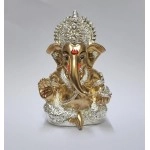 Gold Art India Ganesha Idol Ganesh for Car Dashboard Statue Ganpati Vinayaka Vinayagar Figurine Diwali Gifts Home Decor Luck, Success, Resin