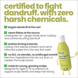 TuCo Intelligent Kids Anti-Dandruff Shampoo With Wintergreen, Mint & Activated Charcoal, For Itchy Scalp & Rough Hair, Gentle Daily Hair Care for Ages 2-10 Years - 200ml (Pack Of 1)