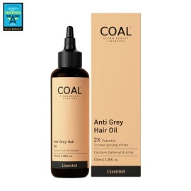 COAL Clean Beauty Anti-Grey Hair Oil with Darkenyl & Amla | 2X Potential To Slow Premature Hair Greying Naturally | Men & Women | All Hair Types | 100ml