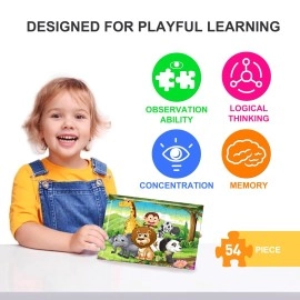 Fiddlys 54 Pcs Wood Jigsaw Puzzles for Kids & Children Age 6+ Double Layered Wooden Puzzles with Bright Front & Back Print Puzzle for Kids-Educational Toy (Ice)