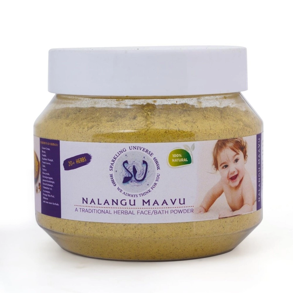 Sparkling Universe - Nalangu Maavu/Sunnipindi/Ubtan 20+ Herbal Face and Bath Powder 100% Natural 200 grams