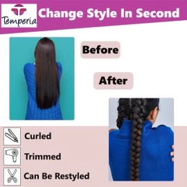 Temperia Artificial Fake Long Extensions Hair for Women & Girls - Savaram Gangawan Cataram Sadaraa Paranda Choti False Nakli Hair Wig - Extra Hair Braid Attachment for Ladies - Natural Brown (1pcs)