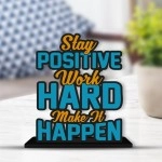 Art Vibes Wooden Stay Positive Work Hard Quotes Table Decoration for Office Desk | Designer Home Decor, Livingroom, Modern | Showpiece | Gift Item (SP_1172)