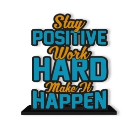 Art Vibes Wooden Stay Positive Work Hard Quotes Table Decoration for Office Desk | Designer Home Decor, Livingroom, Modern | Showpiece | Gift Item (SP_1172)
