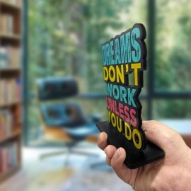 Art Vibes Wooden Idols and Figurine Dream Don\'t Work Unless You Do Motivational Quotes Table Decor for Office Desk Showpiece | Home Decoration Item| Living Room | Modern Gifting Items (SP_1142)