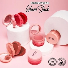 RENEE Glam Stack 3-In-1 Lip & Cheek Tint - Pink 4.5g - 3 Shades in 1, Rich Creamy Natural Seamless Finish, Smooth & Blendable Formula - Travel Friendly, Quick & Easy to Use