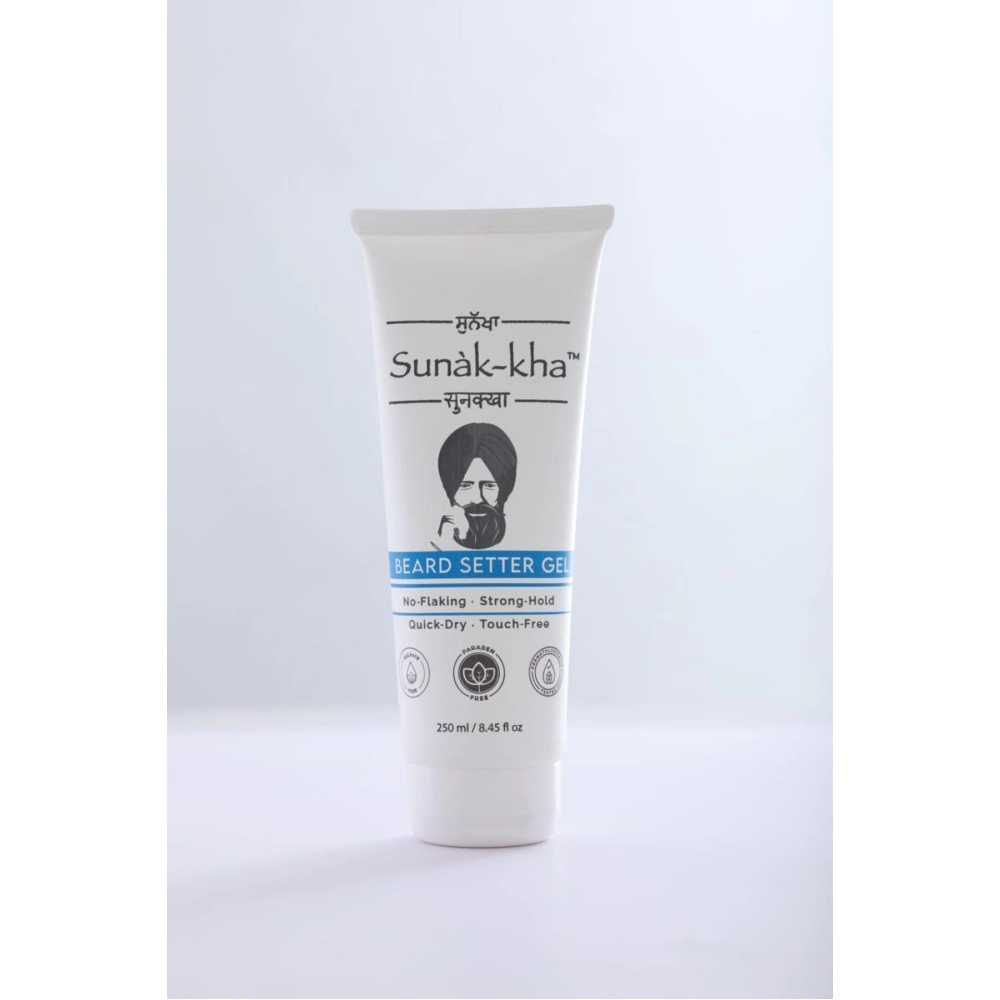 Sunakkha Beard Setter Gel Pack of 1 (250ml)| No Flakes | Beard Fixer for Sikh Men | Long Lasting Extra Strong Hold | Non Messy, Great Fragrance | Sulfate Free | Paraben Free
