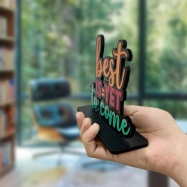 Artvibes Wooden Idols and Figurine Best is Yet to Come Positive Quotes Table Decoration for Office Desk | Home Decor | Living Room | Modern Art Wood Showpiece Gift Item (SP_1122N), Inspirational