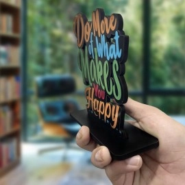 Artvibes Wooden Idols and Figurine Do More of What Makes You Happy Quotes Table Decor for Office Desk Showpiece | Home Decoration Item| Living Room | Modern Gifting Items (SP_1129N)