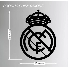 AD INFINITUM Football Club Logo Wooden plaque | Hanging Wall Art Decor for Living Room Bedroom Kitchen Office | Aesthetic Gift for Football Fan (Real Madrid CF, Black (Single Layer))