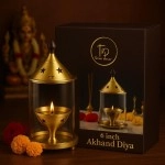 True Decor 4 Inches Camphor Diffuser/Aroma Incence Burner/Kapoor Dani Brass Akhand Diya for Puja with Borosilicate Glass Cover || Multipurpose Essential Oil Camphor Burner (Pack of 1)