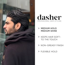 Dasher Cream Pomade For Men\'s Hair, Medium Hold & Medium Shine Puck, Flexible Hold & Water-Based, Texturizes Hair, With Avocado Oil & Biotin (100g)