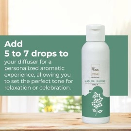 AIR-ROMA Madurai Jasmine Pure, Natural and Undiluted Aroma Diffuser Oil 100ml, Home Fragrance, Aromatherapy, Helps in Concentration & Meditation