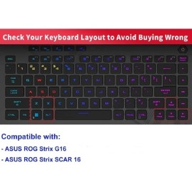 RAYA Silicone Keyboard Cover for 2023/2024 ASUS ROG Strix G16 and ASUS ROG Strix Scar 16 Gaming Laptops (Black)