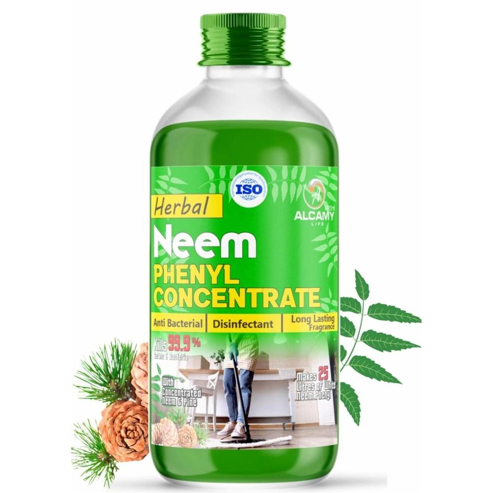 AAAL Herbal Neem Disinfectant Phenyl Concentrate Liquid | Makes 5 To 7 Litre Of Thick White Phenyl | Super Trial Pack, 250 ML