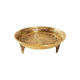 Putrika Traditional Brass Mukali |Stool|Peeta|Pooja Stand for murti| Mukkali Trumpet | Chowki Pooja for God Idols(9Cm*2.5Cm) Weight :119 (Gj) Pin Tray Mukali - Yellow