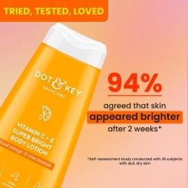Dot & Key Vitamin C + E Super Bright Body Lotion for Deep Nourishing & Visibly Glowing Skin | Reduces Dark Spots & Tanning |With Triple Vitamin C & Niacinamide | For Women & Men | 250ml