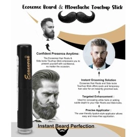 ECOSENSE Beard & Moustache Touchup Stick: Instant Temporary Beard Perfection | Black Color Pencil For Men, Beard Pen, Beard Dye for Long Lasting Coverage, Mustache 3 gm
