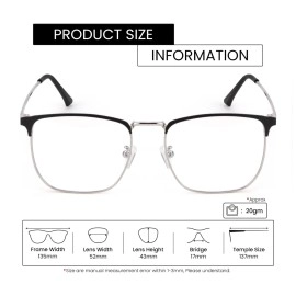 ROYAL SON Full Rim Black Silver Blue Cut Anti glare Eye Protection Specs Men Women - SF0086-C2