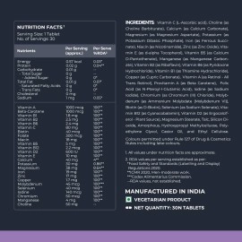 Nutrabay Pro Active Multivitamin for Men - 30 Tablets | 25 Vital Vitamins & Minerals with Zinc, Vitamin C, Vitamin D, Vitamin B12, and Multiminerals | Enhances Energy, Stamina & Immunity