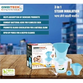 AmbiTech 3 in 1 Steamer with 1 Year Replacement Warranty Steam Inhaler Facial Vaporizer for Cold & Cough