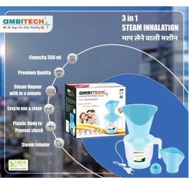 AmbiTech 3 in 1 Steamer with 1 Year Replacement Warranty Steam Inhaler Facial Vaporizer for Cold & Cough