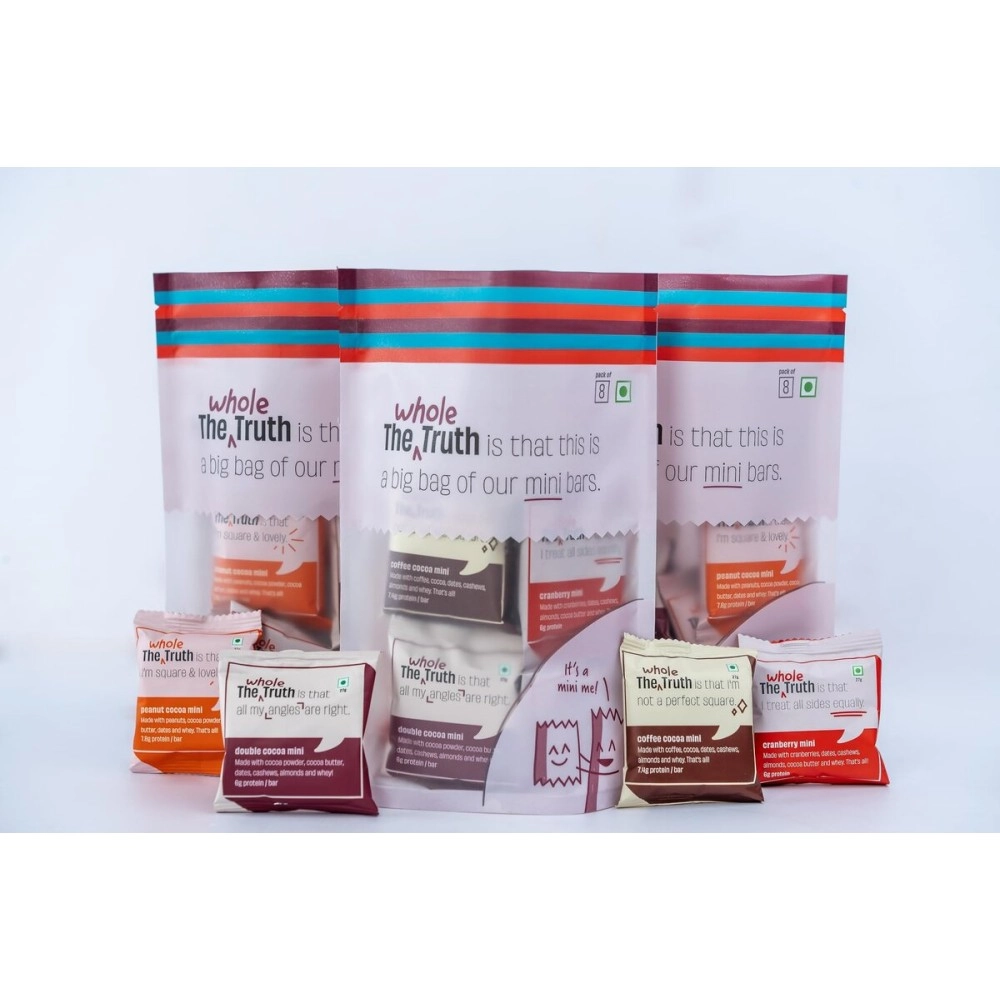 The Whole Truth - Protein Bar Minis | Super Saver Pack | All Flavours | Pack of 24 Minis | No Added Sugar | Healthy Snack | No Preservatives | No Gluten | All Natural Ingredients