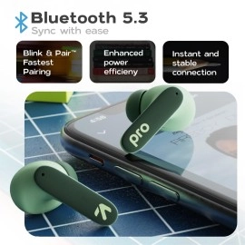 Boult Audio Z40 Pro with 100H Playtime, Quad Mic ENC, 45ms Low Latency Gaming, Premium Rubber Grip Case, 13mm Bass Drivers, Made in India TWS Bluetooth 5.3 Truly Wireless in Ear Earbuds (Jungle)