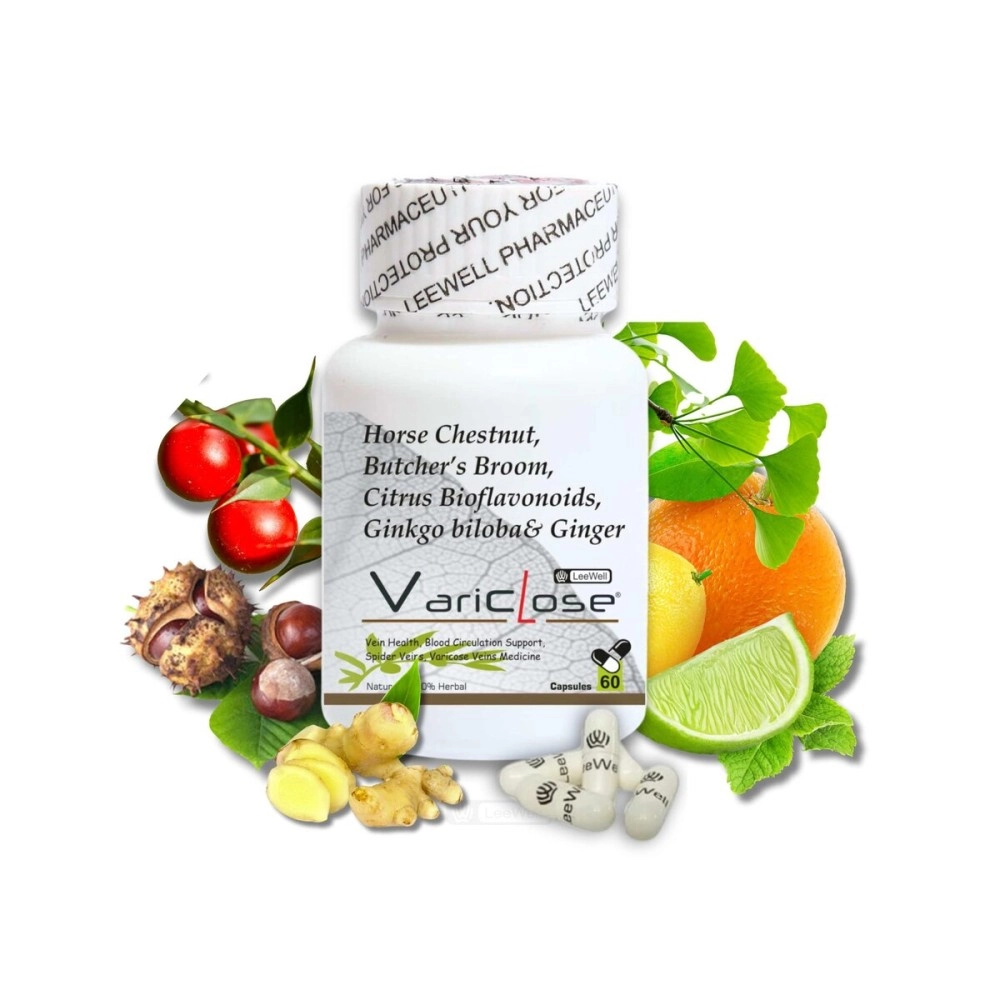 Variclose Varicose Veins, Piles, Hemorrhoids, Varicocele, Vascular Health, Veins Support Herbal formula | Horse Chestnut Extract 400mg, Butcher\'s broom extract 75mg, Gingko biloba, Ginger extract