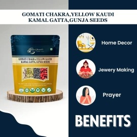 BrijBooti Combo Pack of Gomti Chakra - Pili Kaudi - Kamal Gatta - Gunja Seeds 11 Pieces Each for Lakshmi Pooja, Wealth & Luck