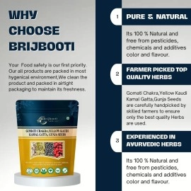 BrijBooti Combo Pack of Gomti Chakra - Pili Kaudi - Kamal Gatta - Gunja Seeds 11 Pieces Each for Lakshmi Pooja, Wealth & Luck