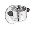 NanoNine Stainlesss Steel Polished Double Wall Milk Boiler, 1Liters, 1 Pc