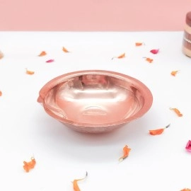 DOKCHAN Copper Akhand Diya (Size 1) -25 Gm | High Quality Oil Lamp for Daily Puja & Other Religious Rituals, Home, Office & Temples Festive Gifts | Copper Diya for Home Decor (2cm H x 8cm L)