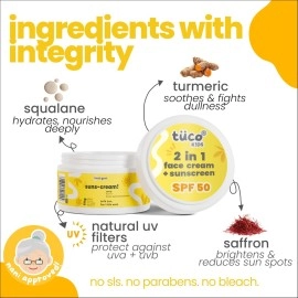 TuCo Intelligent Kids Saffron Face Cream & Sunscreen for Sun Protection and Glow - 50gm | SPF 30 PA++ Best Sun Protection For Kids | For All Skin Types