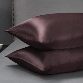 GO WELL Satin Silk Solid Pillow Covers 400 Tc Pack Of 2 For Hair And Skin-With Satin Scrunchies For Women Stylish|Satin Pillow Coves For Hair And Skin|Scrunchies For Women 3-Piece|Pillow Case(Brown)