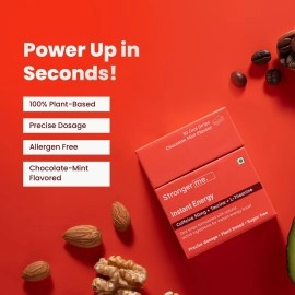 Stronger me. For Instant Energy Supplement|30 Oral Strips|50 Mg Caffeine,Taurine,L-Theanine,Vitamin B5,B6,B9,B12 For Pre-Workout & Sports Activities|100% Plant-Based,Chocolate Mint Flavor