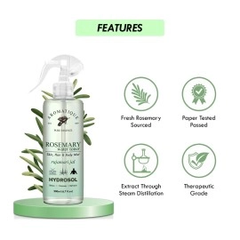 Aromatique Rosemary Water Spray for Hair - 100% Pure & Natural | Hydrating & Refreshing Mist | 200ml