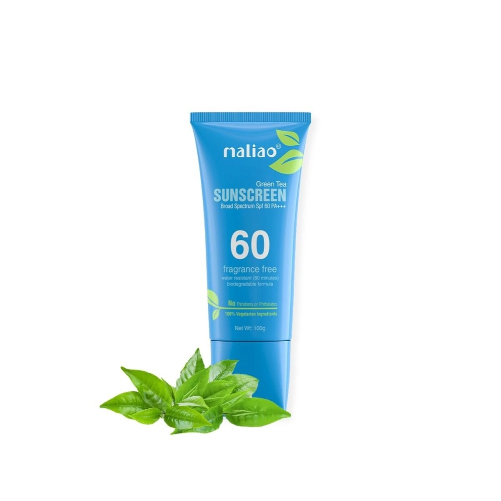 Maliao Green Tea Water Resistant Paraben & Phthalates Free Sunscreen For All Skin Type Broad Spectrum Spf 60Pa+++ 100G
